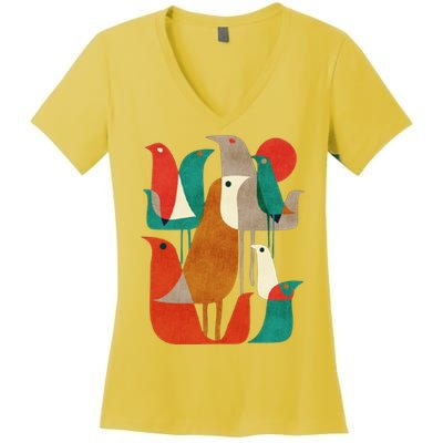 Flock Bird Illustration Women's V-Neck T-Shirt
