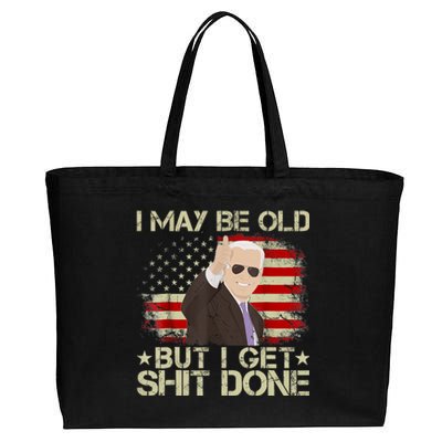 Funny Biden I May Be Old But I Get Shit Done Cotton Canvas Jumbo Tote