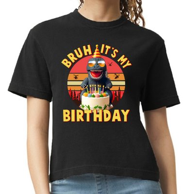 Funny Bruh It's My Birthday Japanese Kaiju Monster Comfort Colors Boxy T-Shirt