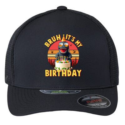 Funny Bruh It's My Birthday Japanese Kaiju Monster Flexfit Unipanel Trucker Cap