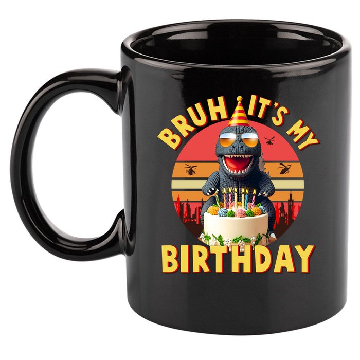 Funny Bruh It's My Birthday Japanese Kaiju Monster 11oz C Handle Ceramic Mug