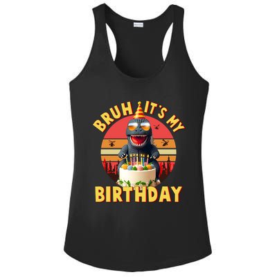 Funny Bruh It's My Birthday Japanese Kaiju Monster Ladies PosiCharge Competitor Racerback Tank