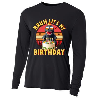 Funny Bruh It's My Birthday Japanese Kaiju Monster Cooling Performance Long Sleeve Crew