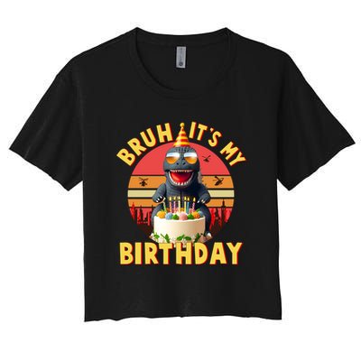 Funny Bruh It's My Birthday Japanese Kaiju Monster Crop Top
