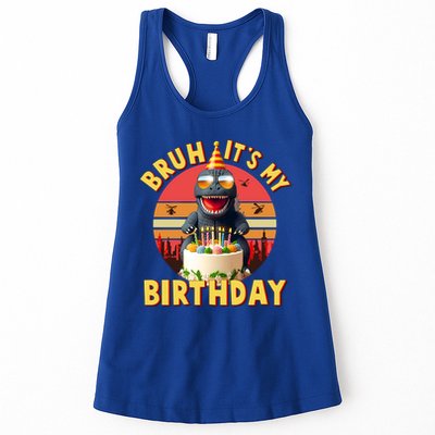 Funny Bruh It's My Birthday Japanese Kaiju Monster Womens Tank Top