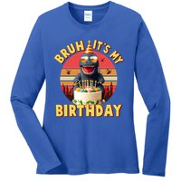 Funny Bruh It's My Birthday Japanese Kaiju Monster Ladies Long Sleeve Shirt