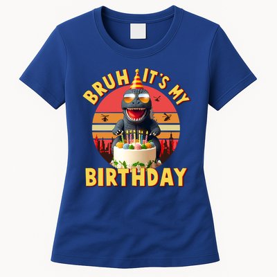 Funny Bruh It's My Birthday Japanese Kaiju Monster Womens T-Shirt