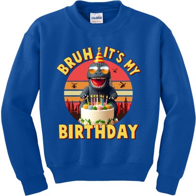 Funny Bruh It's My Birthday Japanese Kaiju Monster Kids Sweatshirt