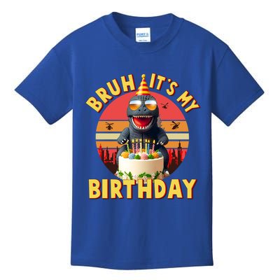 Funny Bruh It's My Birthday Japanese Kaiju Monster Kids T-Shirt