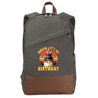 Funny Bruh It's My Birthday Japanese Kaiju Monster Cotton Canvas Backpack