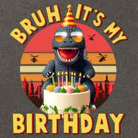 Funny Bruh It's My Birthday Japanese Kaiju Monster Cotton Canvas Backpack