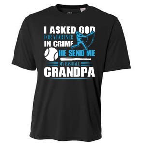 Funny Baseball I Asked God For A Partner In Crime He Send Me My Baseball Grandpa Cooling Performance Crew T-Shirt