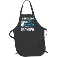 Funny Baseball I Asked God For A Partner In Crime He Send Me My Baseball Grandpa Full-Length Apron With Pockets