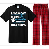 Funny Baseball I Asked God For A Partner In Crime He Send Me My Baseball Grandpa Pajama Set