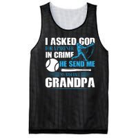 Funny Baseball I Asked God For A Partner In Crime He Send Me My Baseball Grandpa Mesh Reversible Basketball Jersey Tank