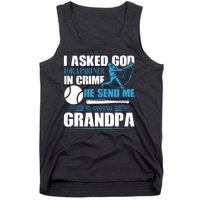 Funny Baseball I Asked God For A Partner In Crime He Send Me My Baseball Grandpa Tank Top