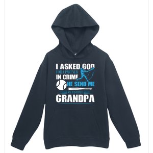 Funny Baseball I Asked God For A Partner In Crime He Send Me My Baseball Grandpa Urban Pullover Hoodie