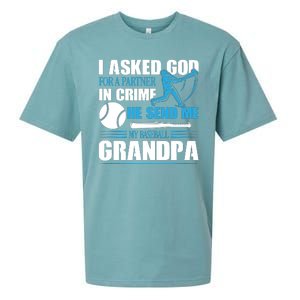 Funny Baseball I Asked God For A Partner In Crime He Send Me My Baseball Grandpa Sueded Cloud Jersey T-Shirt