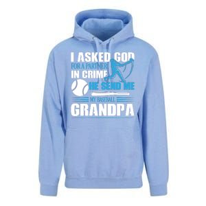 Funny Baseball I Asked God For A Partner In Crime He Send Me My Baseball Grandpa Unisex Surf Hoodie