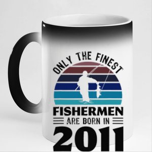 Fishermen Born In 2011 10th Birthday Fishing Gifts 11oz Black Color Changing Mug