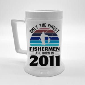 Fishermen Born In 2011 10th Birthday Fishing Gifts Beer Stein