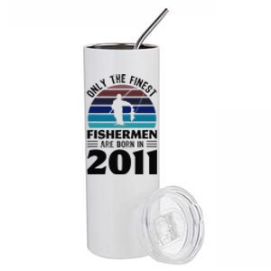 Fishermen Born In 2011 10th Birthday Fishing Gifts Stainless Steel Tumbler