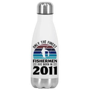 Fishermen Born In 2011 10th Birthday Fishing Gifts Stainless Steel Insulated Water Bottle