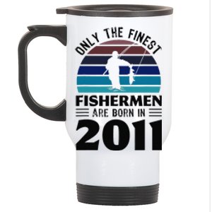 Fishermen Born In 2011 10th Birthday Fishing Gifts Stainless Steel Travel Mug