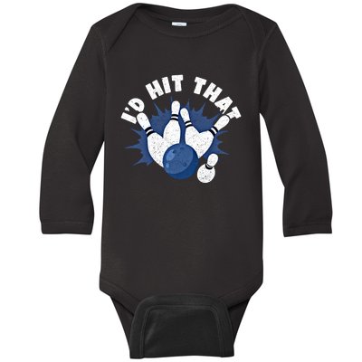 Funny Bowling ID Hit That Cute Gift Baby Long Sleeve Bodysuit