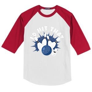 Funny Bowling ID Hit That Cute Gift Kids Colorblock Raglan Jersey