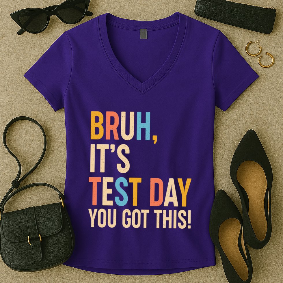 Funny Bruh ItS Test Day You Got This Women's V-Neck T-Shirt