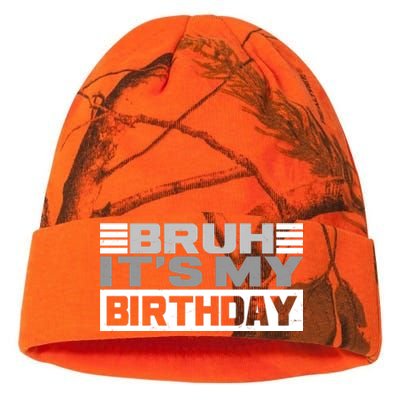 Funny Bruh Its My Birthday Kati Licensed 12" Camo Beanie