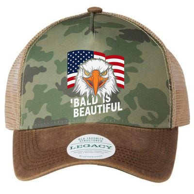 Funny Bald Is Beautiful Independence Day 4th July Eagle Gift Legacy Tie Dye Trucker Hat