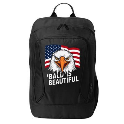 Funny Bald Is Beautiful Independence Day 4th July Eagle Gift City Backpack