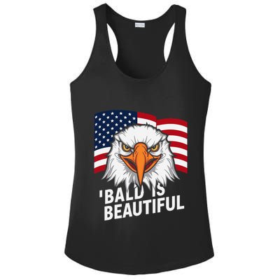 Funny Bald Is Beautiful Independence Day 4th July Eagle Gift Ladies PosiCharge Competitor Racerback Tank
