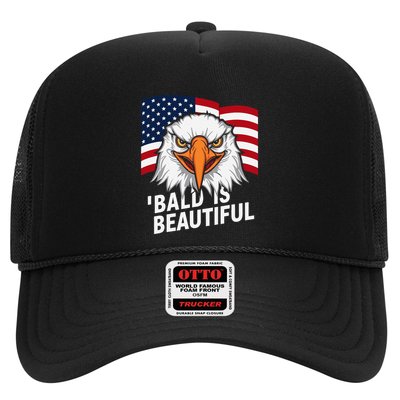 Funny Bald Is Beautiful Independence Day 4th July Eagle Gift Trucker Hat