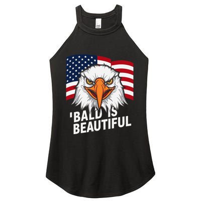 Funny Bald Is Beautiful Independence Day 4th July Eagle Gift Women's Perfect Tri Rocker Tank