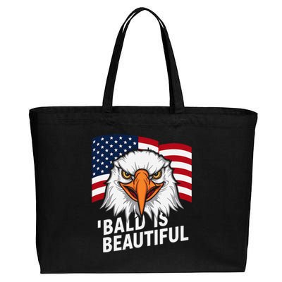 Funny Bald Is Beautiful Independence Day 4th July Eagle Gift Cotton Canvas Jumbo Tote