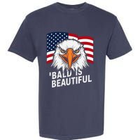 Funny Bald Is Beautiful Independence Day 4th July Eagle Gift Garment-Dyed Heavyweight T-Shirt