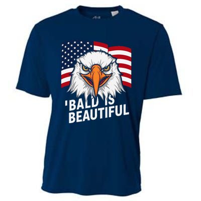 Funny Bald Is Beautiful Independence Day 4th July Eagle Gift Cooling Performance Crew T-Shirt