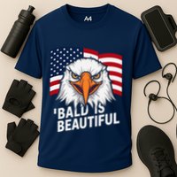 Funny Bald Is Beautiful Independence Day 4th July Eagle Gift Cooling Performance Crew T-Shirt