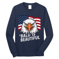 Funny Bald Is Beautiful Independence Day 4th July Eagle Gift Long Sleeve Shirt