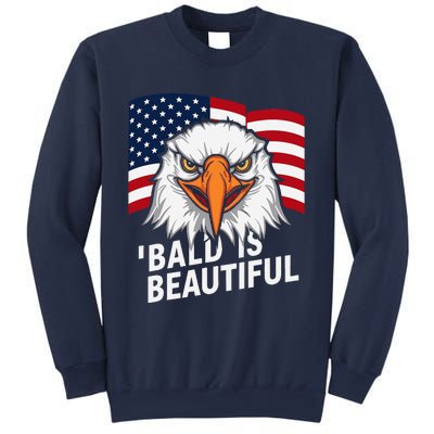 Funny Bald Is Beautiful Independence Day 4th July Eagle Gift Sweatshirt