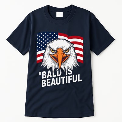 Funny Bald Is Beautiful Independence Day 4th July Eagle Gift Tall T-Shirt