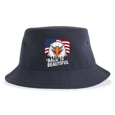 Funny Bald Is Beautiful Independence Day 4th July Eagle Gift Sustainable Bucket Hat