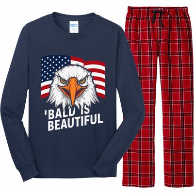 Funny Bald Is Beautiful Independence Day 4th July Eagle Gift Long Sleeve Pajama Set