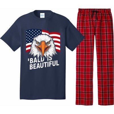 Funny Bald Is Beautiful Independence Day 4th July Eagle Gift Pajama Set