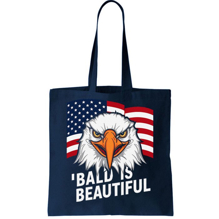 Funny Bald Is Beautiful Independence Day 4th July Eagle Gift Tote Bag