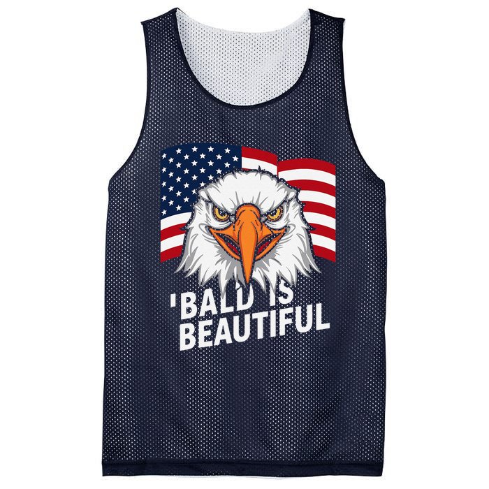 Funny Bald Is Beautiful Independence Day 4th July Eagle Gift Mesh Reversible Basketball Jersey Tank