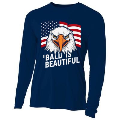 Funny Bald Is Beautiful Independence Day 4th July Eagle Gift Cooling Performance Long Sleeve Crew